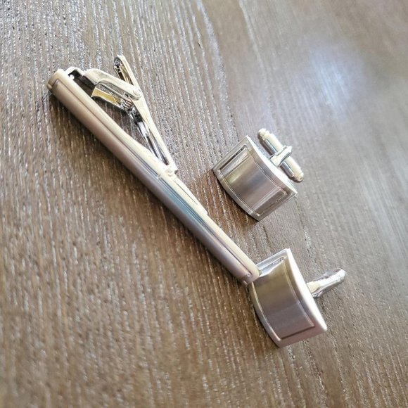 Stainless Steel Cuff Links Tie Clip Set - Picture 5 of 5
